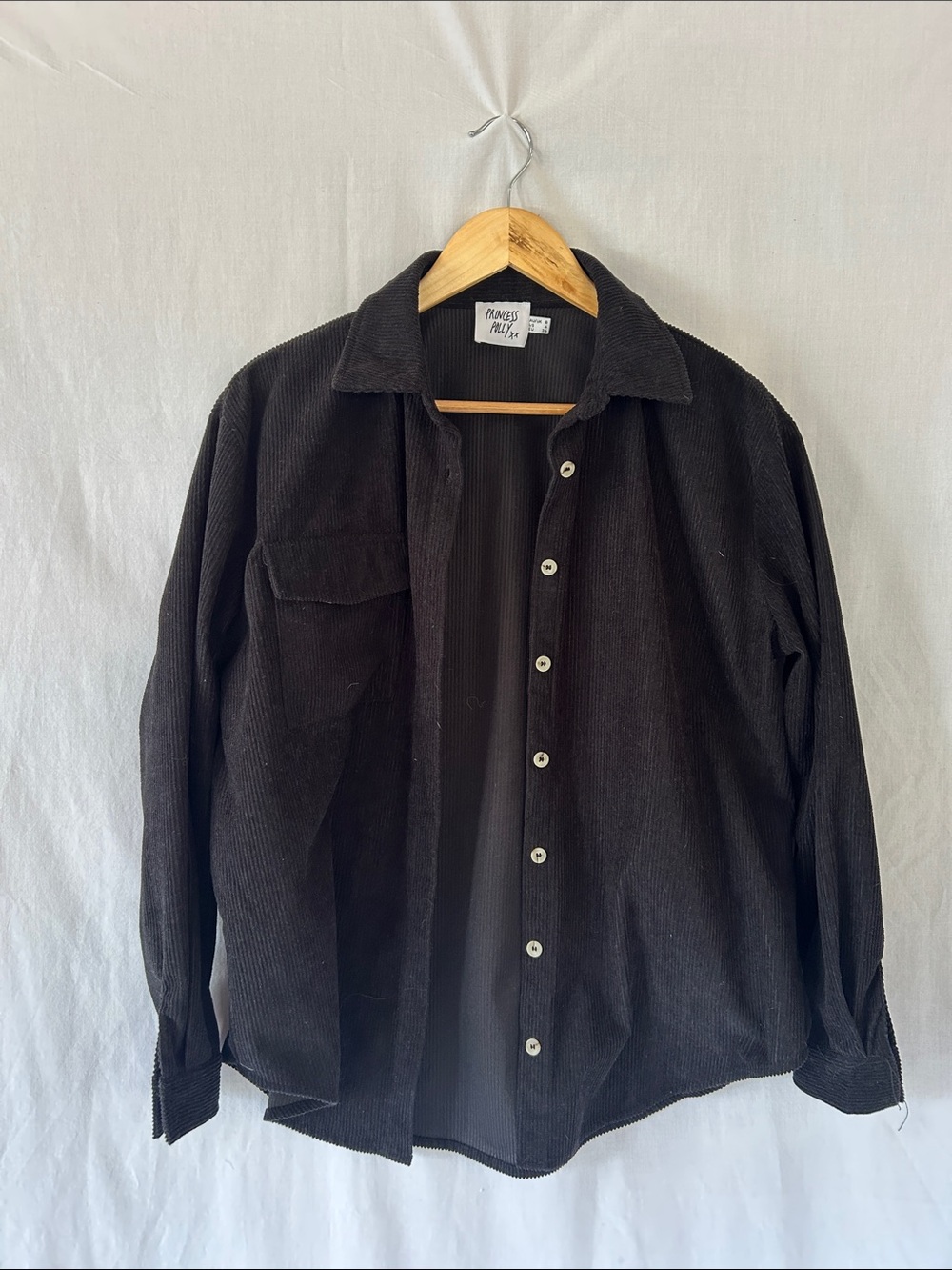 Princess Polly Black Corduroy Shirt Jacket Shacket Chore Coat Workwear Layering